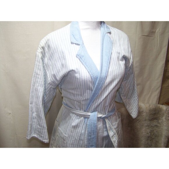 Lanz of Salzburg Robe Nightgown Cover up Small Blue Stripe - Picture 2 of 9